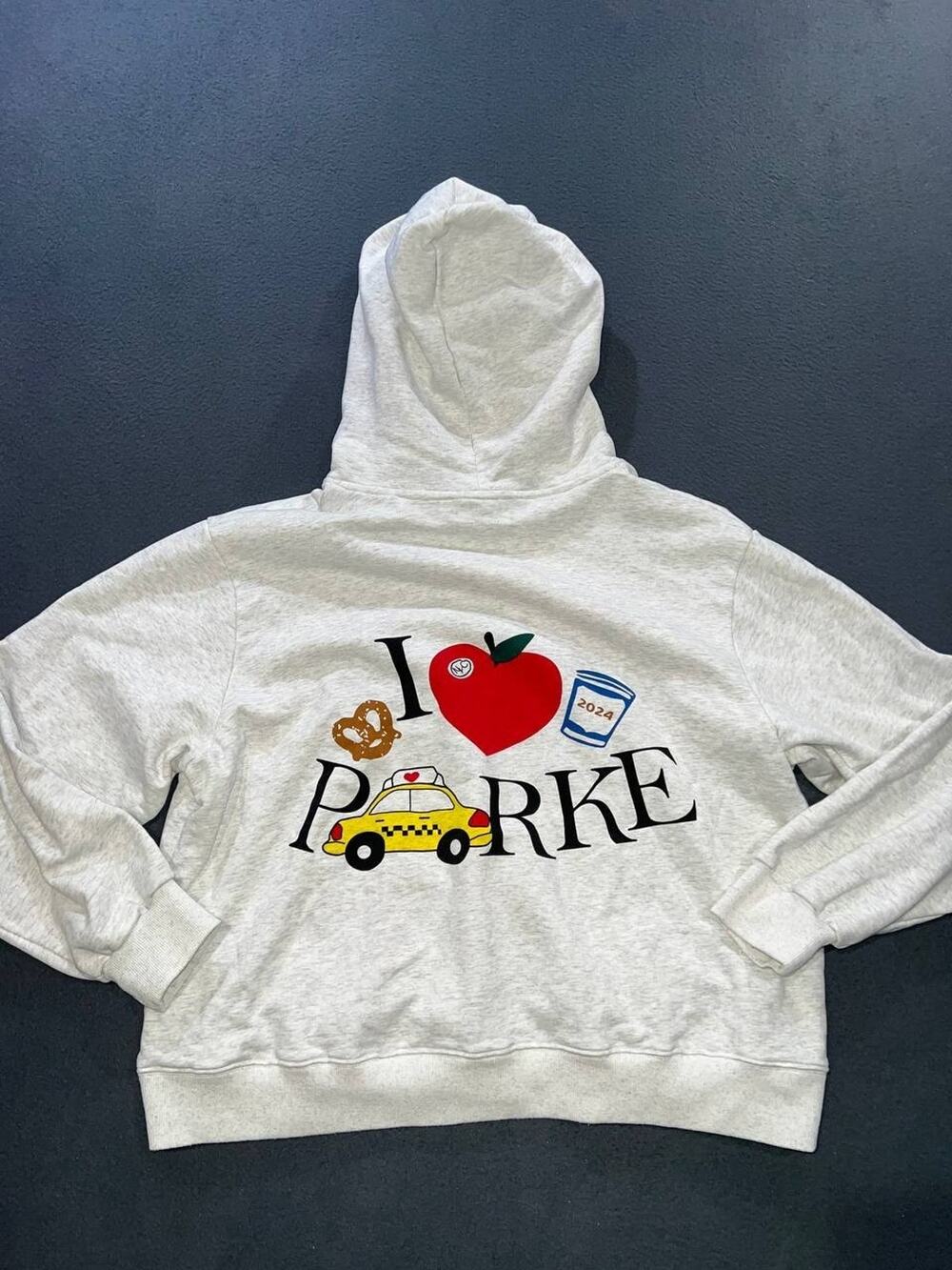 Parke Mock neck Nyc I love Parke Y2K hoodie babydoll Gray Size L/XL A011245